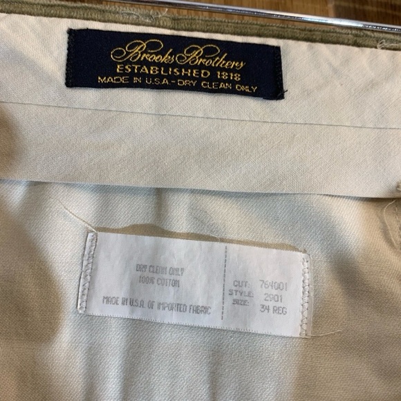 Vtg Brooks Brothers Lt Brown Corduroy Cuffed Pleated Pants Men’s Size 34x32 USA - Picture 5 of 6